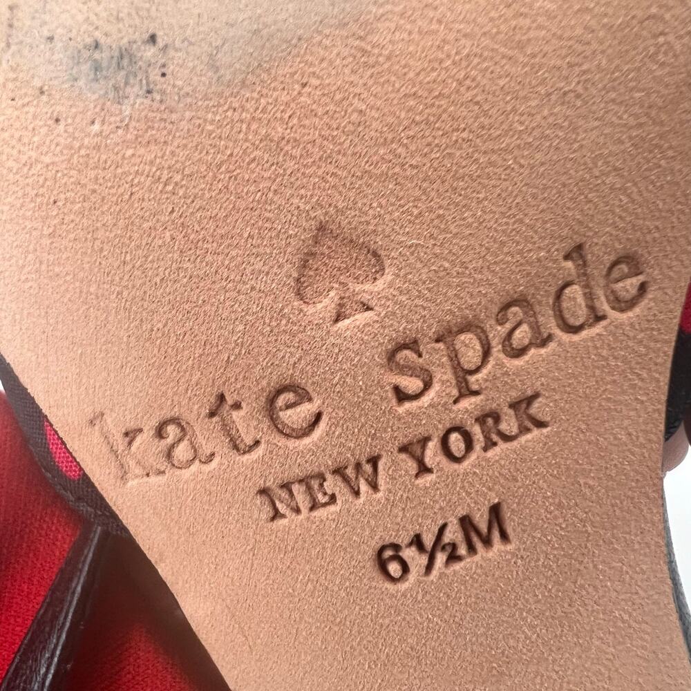 Kate Spade Daxton Heart Kitten Heel Slingback Black/Red Women 6.5M Valentine - Picture 10 of 11